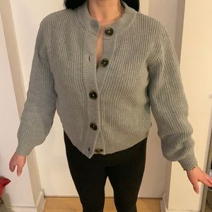 GREY BUTTON DOWN SWEATER